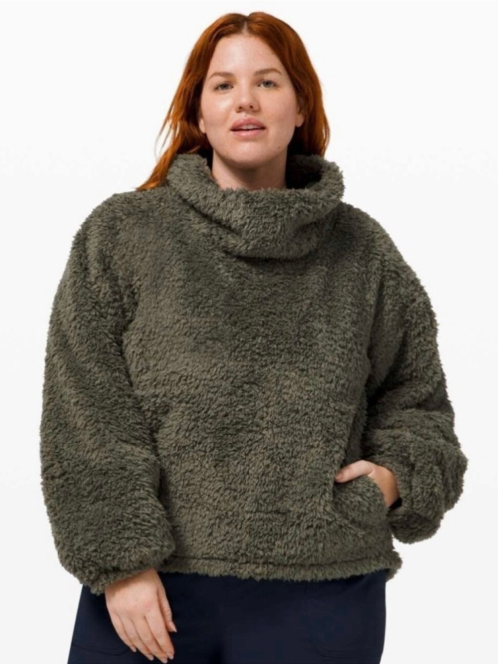 Lululemon Warm Restore Sherpa Pullover Army Green XL/XXL